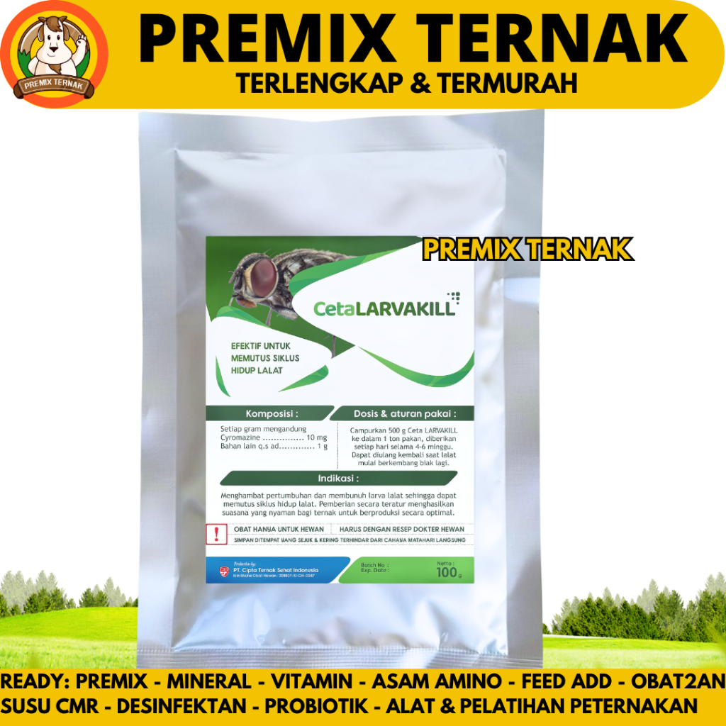 CETA LARVAKILL 100 GRAM - Cyromazine Obat Pembasmi Lalat & larva Lalat Kandang Ayam Sapi Kambing Bab