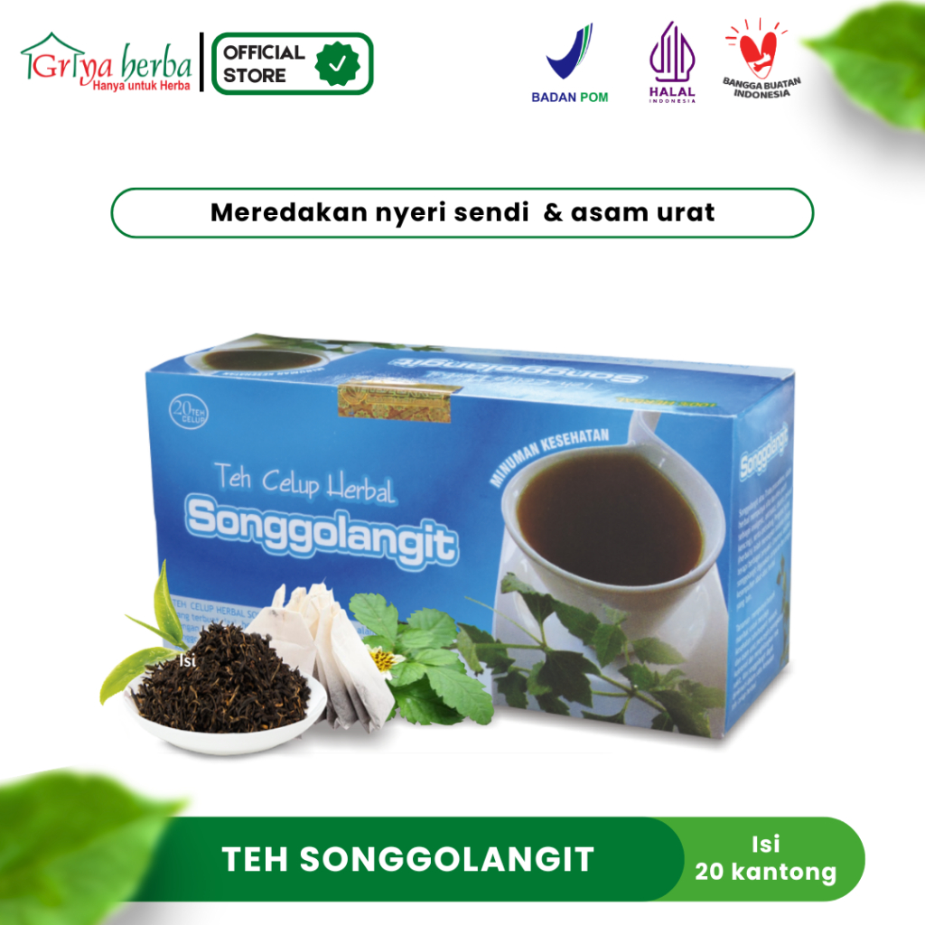 

Teh Herbal Songgolangit Tazakka isi 20 kantong untuk membantu menurunkan gejala asam urat dan rematik Halal