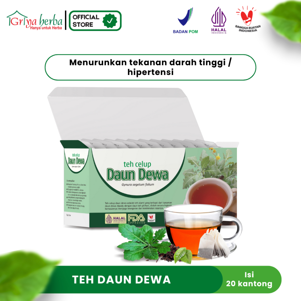 

Teh Herbal Daun Dewa Tazakka Isi 20 Kantong teh untuk membantu melancarkan peredaran darah Halal