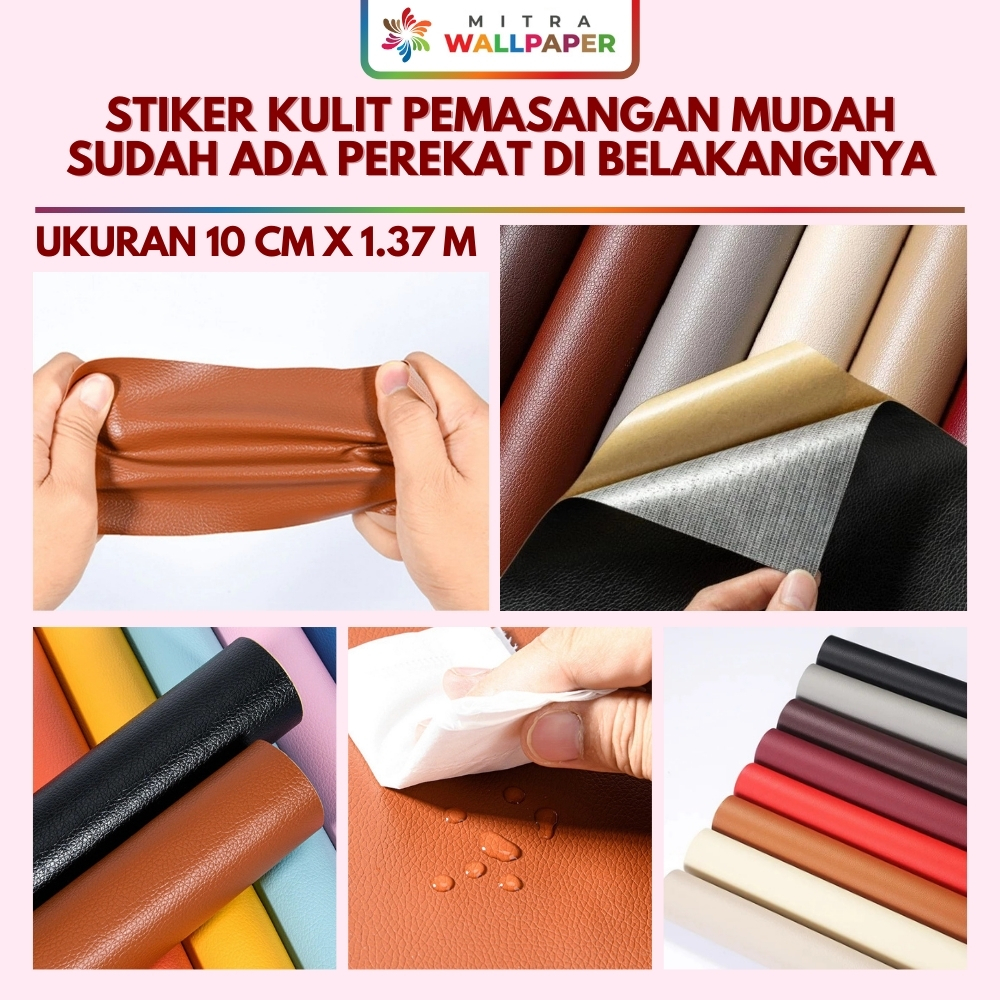 Stiker Kulit Jok Sofa Sintetis Perekat Meteran Sticker Cover Perbaikan Leather Repair Warna Coklat