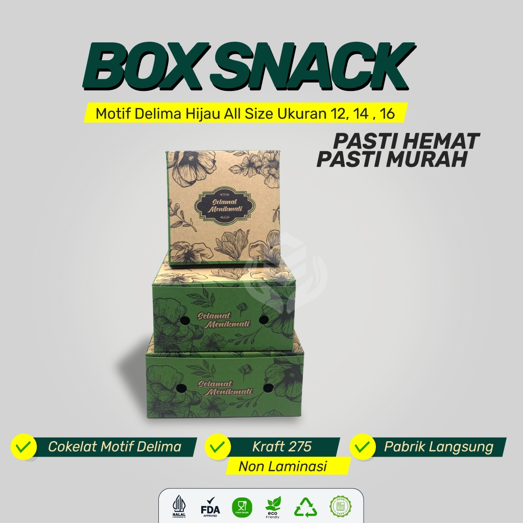 Dus Snack | Dus 12x12 12x14 12x16 | Dus Kue Roti Cemilan Nasi Makanan | Dus Snack | Box Motif