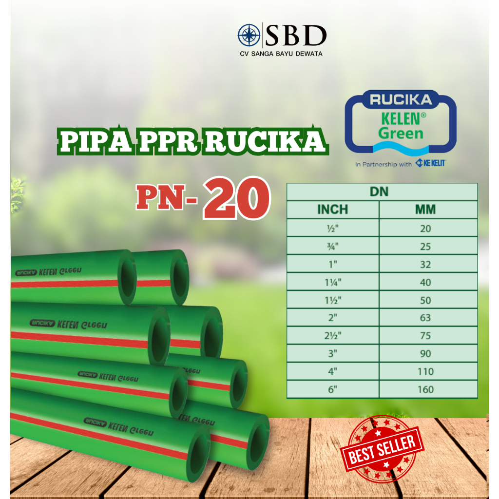 Pipa PPR Kelen Green Rucika PN 20  | Pipa Air Panas Original – 20mm s/d 50mm