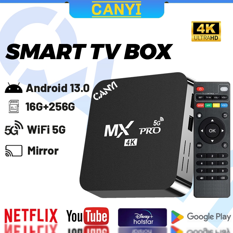 CANYI MXQ Pro Android Tv Box 5G WiFi Smart TV Box Android 13.0os STB 4K Full HD Unlock FULL CHANNEL 