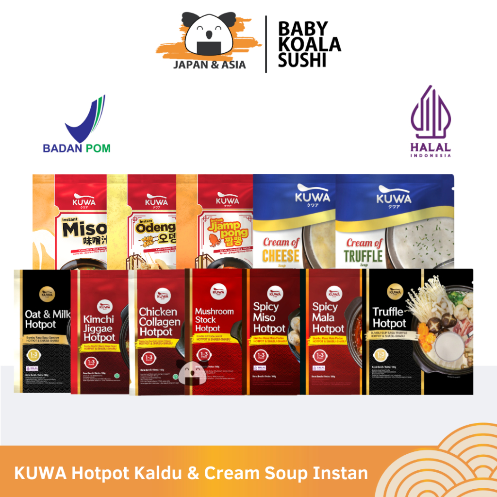 

KUWA Hotpot Kaldu & Cream Soup Hala l Chicken Collagen Kimchi Mushroom Tuffle Spicy Mala Oat Milk Cheese | Kaldu Miso Jjampong Odeng