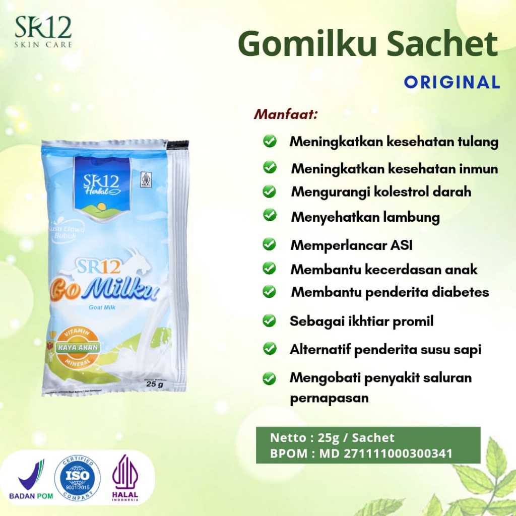 

Gomilku SR12 Sachet Rasa Original 25g Susu Kambing Etawa