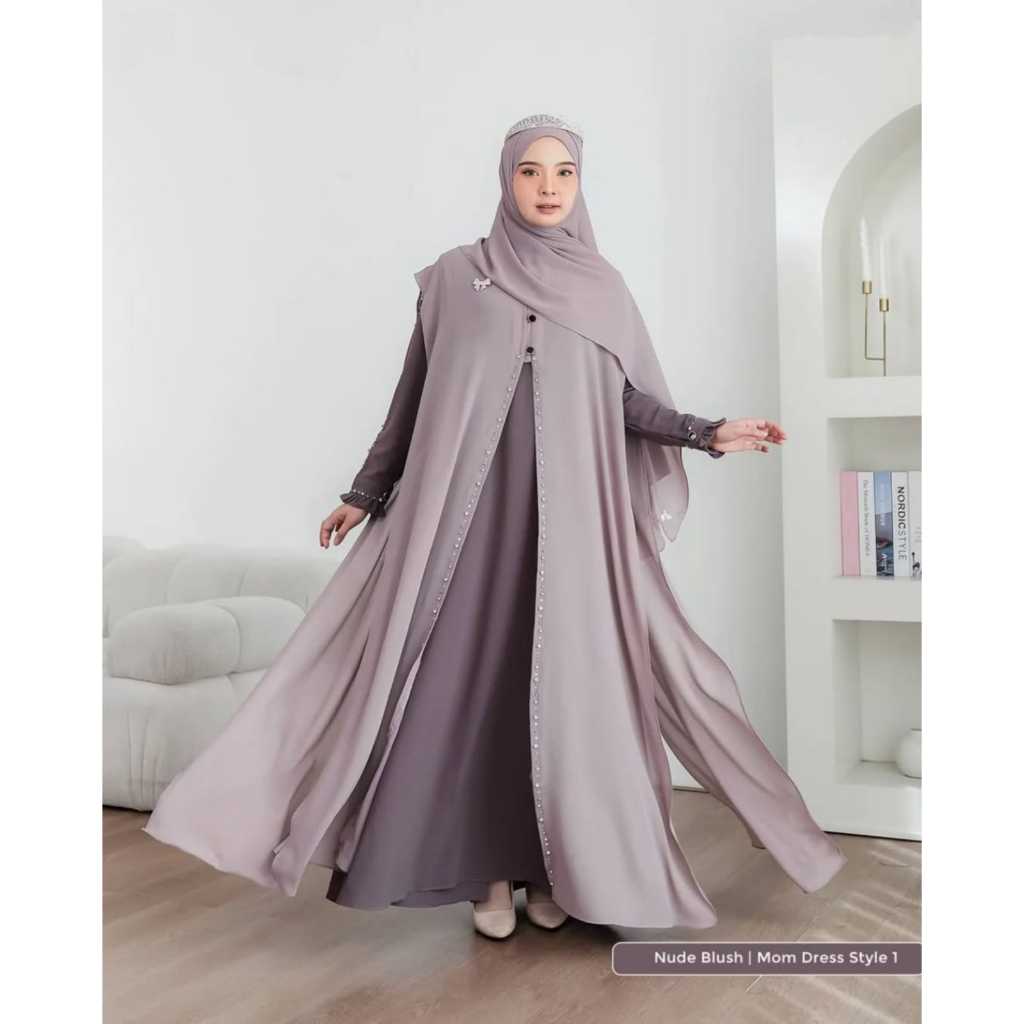 Gamis Lebaran 2025 Abaya Hitam Mewah Payet Mutiara