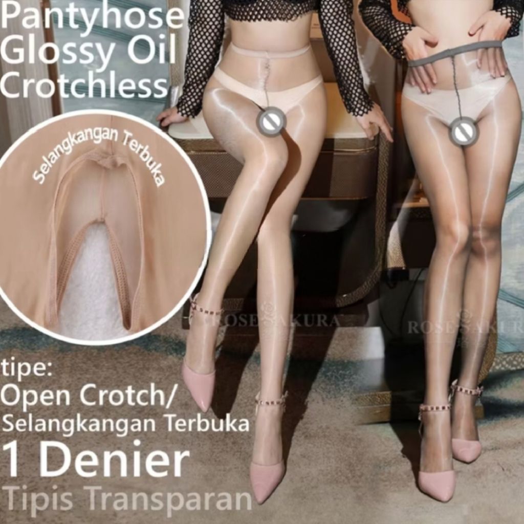 Pantyhose Stocking Glossy Open Crotch Rose Sakura 1 Denier