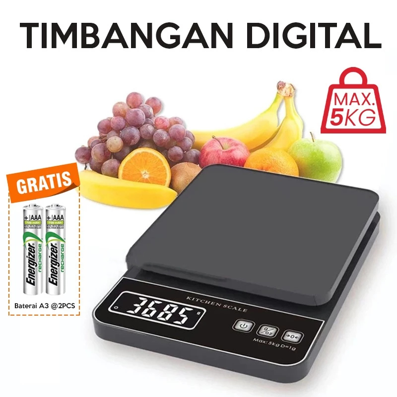 Model Terbaru , Timbangan Dapur Digital 5KG /Electronic Portable Kitchen Scale FREE BATERAI