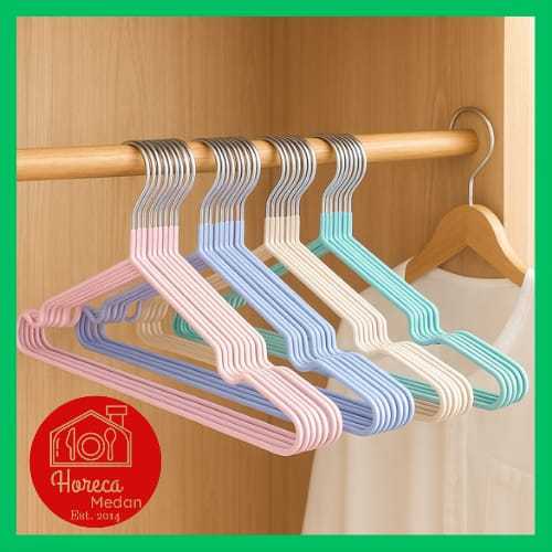 10pcs Gantungan Baju stainless / Hanger Besi / Gantungan baju besi Pastel Makapal