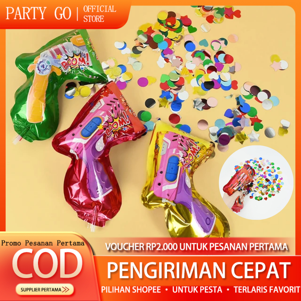 Balon Pistol Semburan Kertas Dekorasi Ulang Tahun Gun Party Popper 1 Pcs