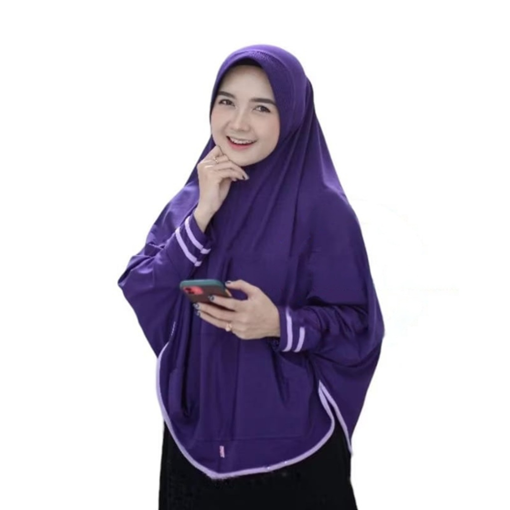 Hijab Saku Lengan Panjang Jersey Jilbab Saku Tangan Kerudung Instan Muslim Wanita