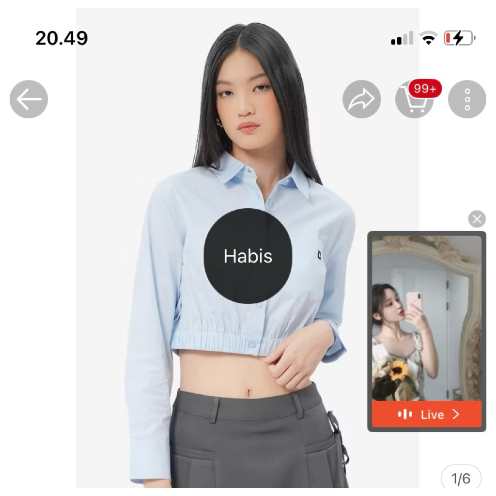 KEMEJA CROP COLORBOX BLUE