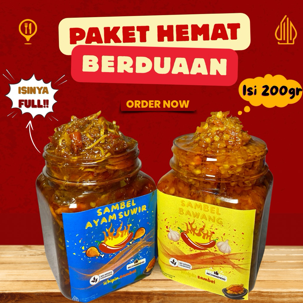 

(PAKET BERDUAAN)-SAMBEL BABY CUMI/SAMBEL DAGING MERCON/ SAMBEL AYAM SUWIR/CUMI PETE/ TERI MEDAN/BAWANG/EXTRA HOT/SAMBEL PEDAS-ICHIPIN SAMBELK