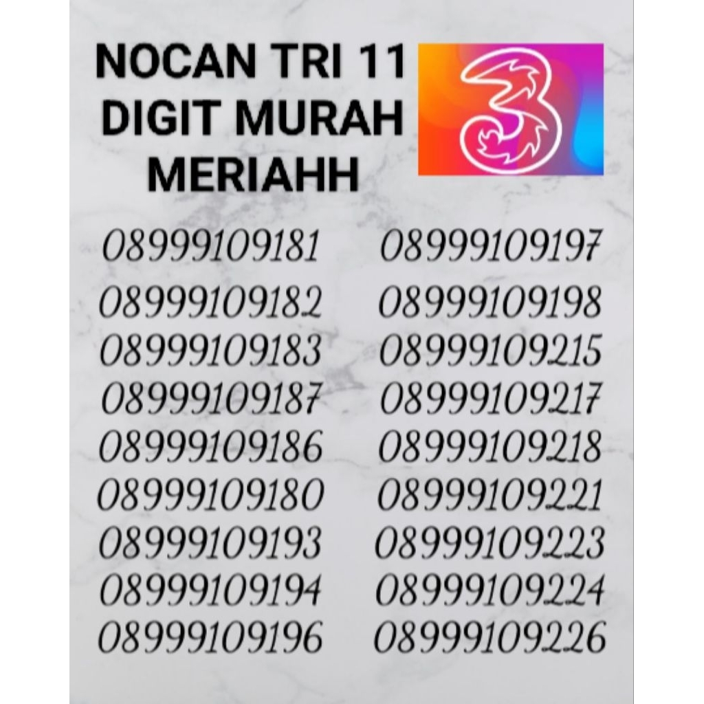 KARTU PERDANA TRI NOMER CANTIK