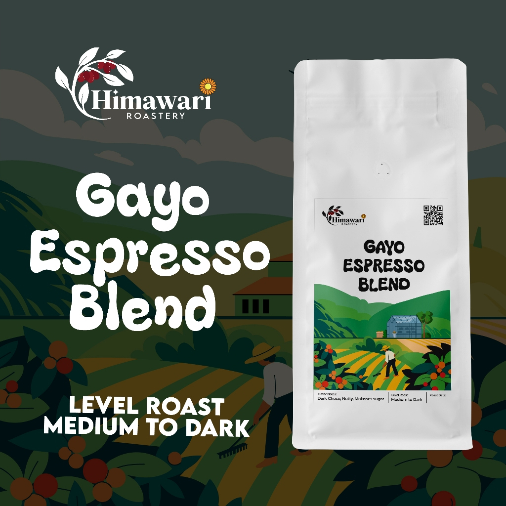 

Himawari Kopi Gayo Aceh Espresso Blend Arabika dan Robussta Biji Kopi dan Bubuk Kopi