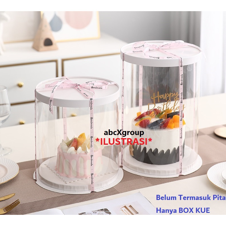 

[D 22/26/30 cm] Kotak Kue Mika Transparan / Dus Tall Cake / Cake Box Mika Bulat / Pudding Box / Box Buket Bunga