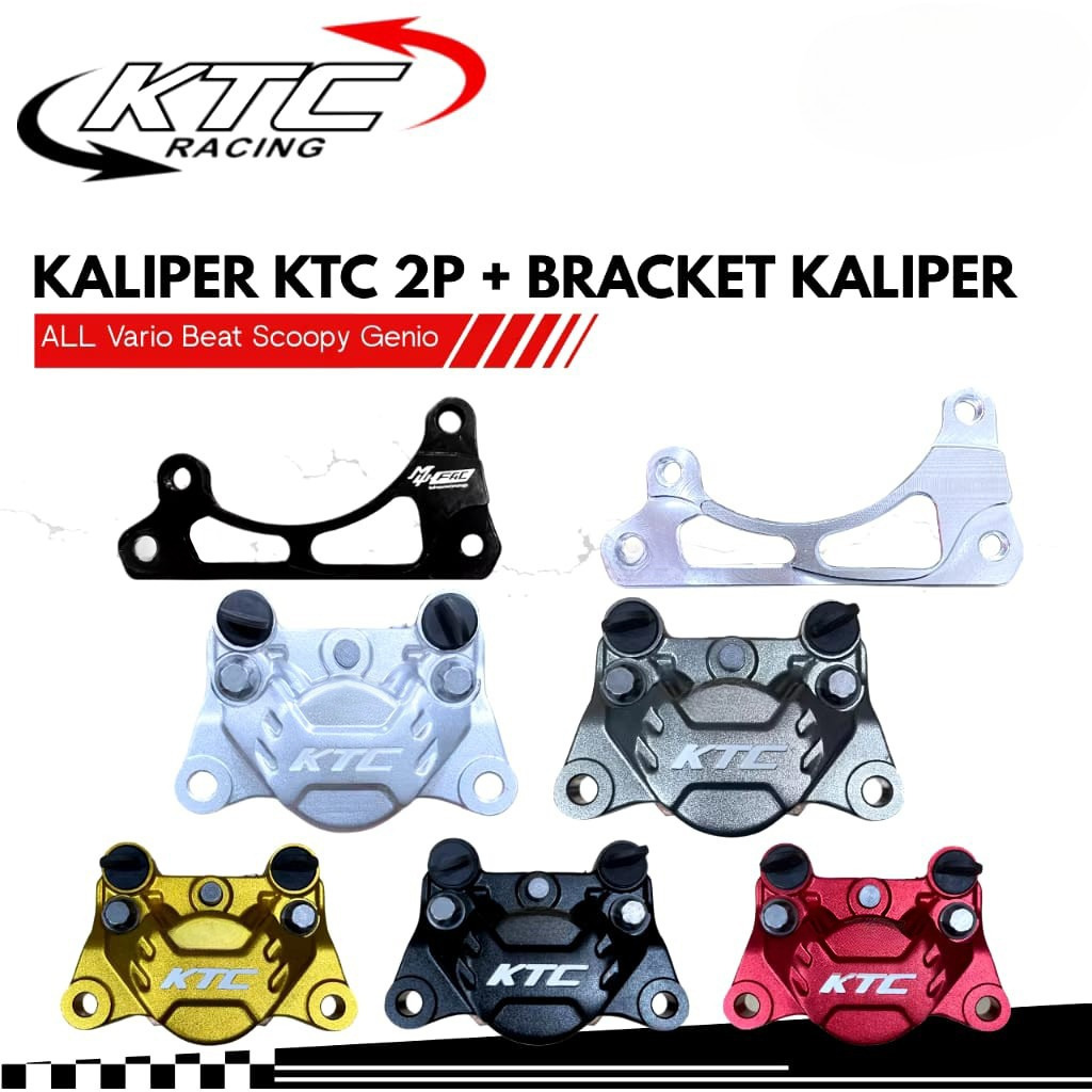 Kaliper KTC 2P + Bracket Depan Disk 220mm Kaliper Vario 125 150 160 Beat Fi Old Scoopy Genio
