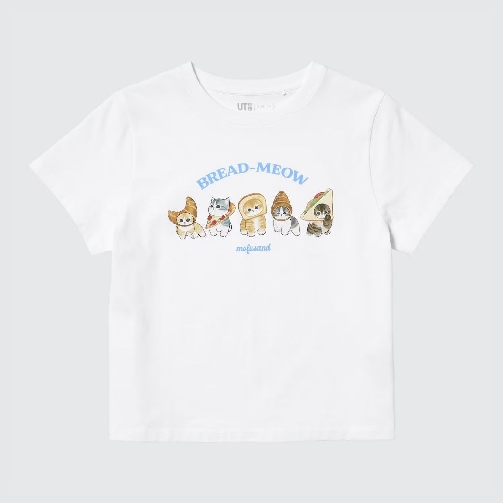 Tshirt Uniqlo x Mofusand Bread-Meow 05 | UT Mofusand Kaos Lengan Pendek - White