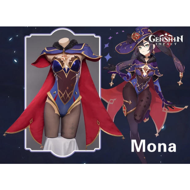 UWOWO Game Genshin Impact Mona Megistus Astral Reflection Cosplay Costume Enigmatic Astrologer Hallo