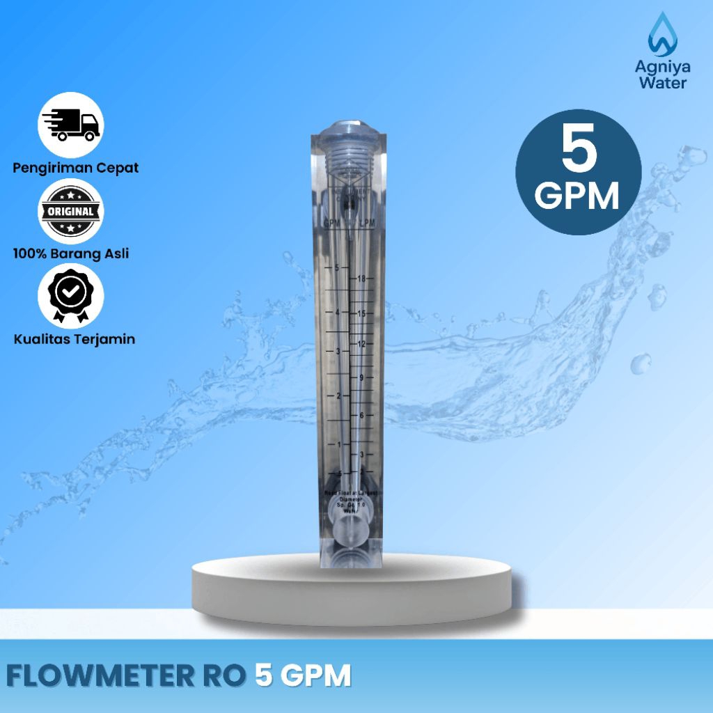 Flow Meter RO 5 GPM / 18 LPM | Rotameter Pengukur Debit Air | Drat Luar 1/2 inch