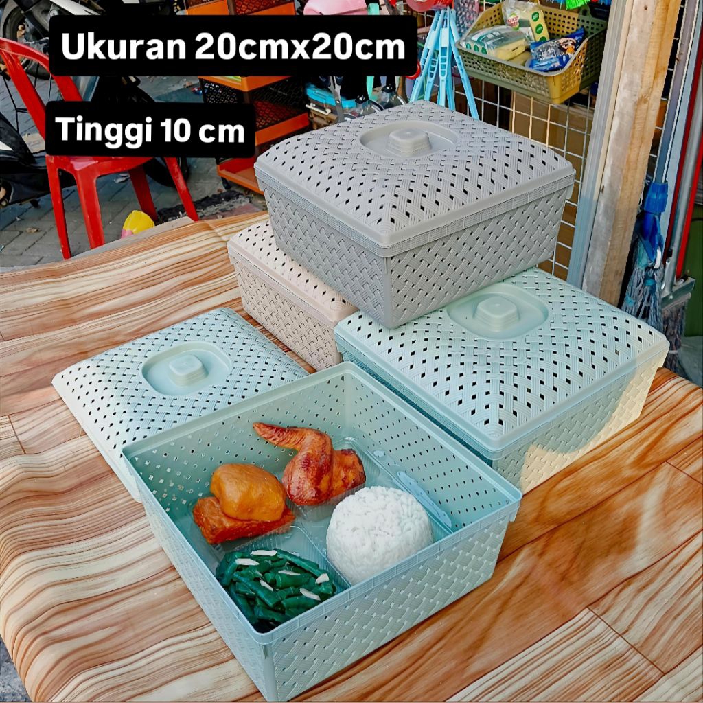 { DAPAT 100 KOTAK } wakul anyam / kotak nasi anyaman plastik / wadah berkatan / wakul keranjang berk