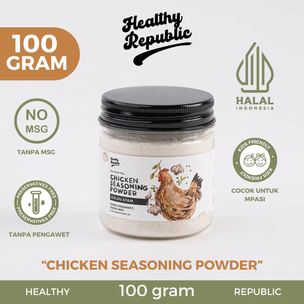 

Healthy Republic Chicken Seasoning Powder Kaldu Ayam MPASI 100gr | No MSG | Tanpa Pengawet