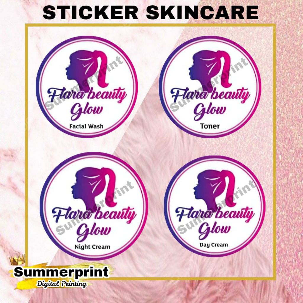 

STIKER PRODUK SKINCARE MOTIF WANITA UNGU