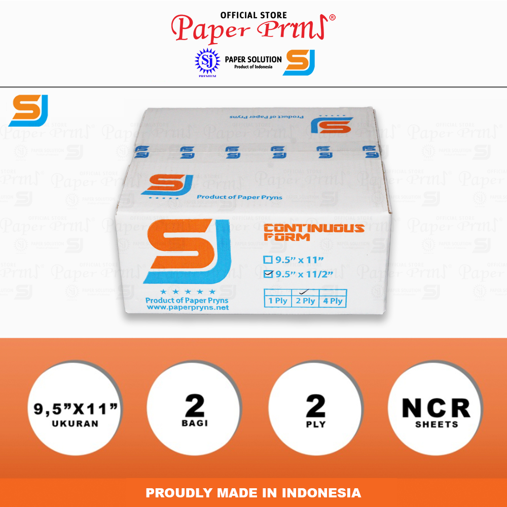 

SJ Orange Kertas Continuous Form 2PLY NCR PRS 9,5" x 11"/2 (Bagi 2)