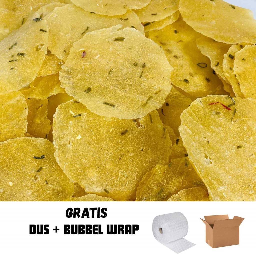 

KECIMPRING OPAK SINGKONG DAUN BAWANG RASA ORIGINAL /ENYE ENYE / SIMER / KERUPUK UBI. CEMILAN