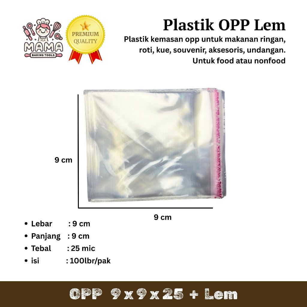 

Plastik OPP (LEM) Tipis 10 x 10 x 25 / Plastik Kue / Plastik Roti / Plastik Undangan / Plastik Cookies / Plastik Uang