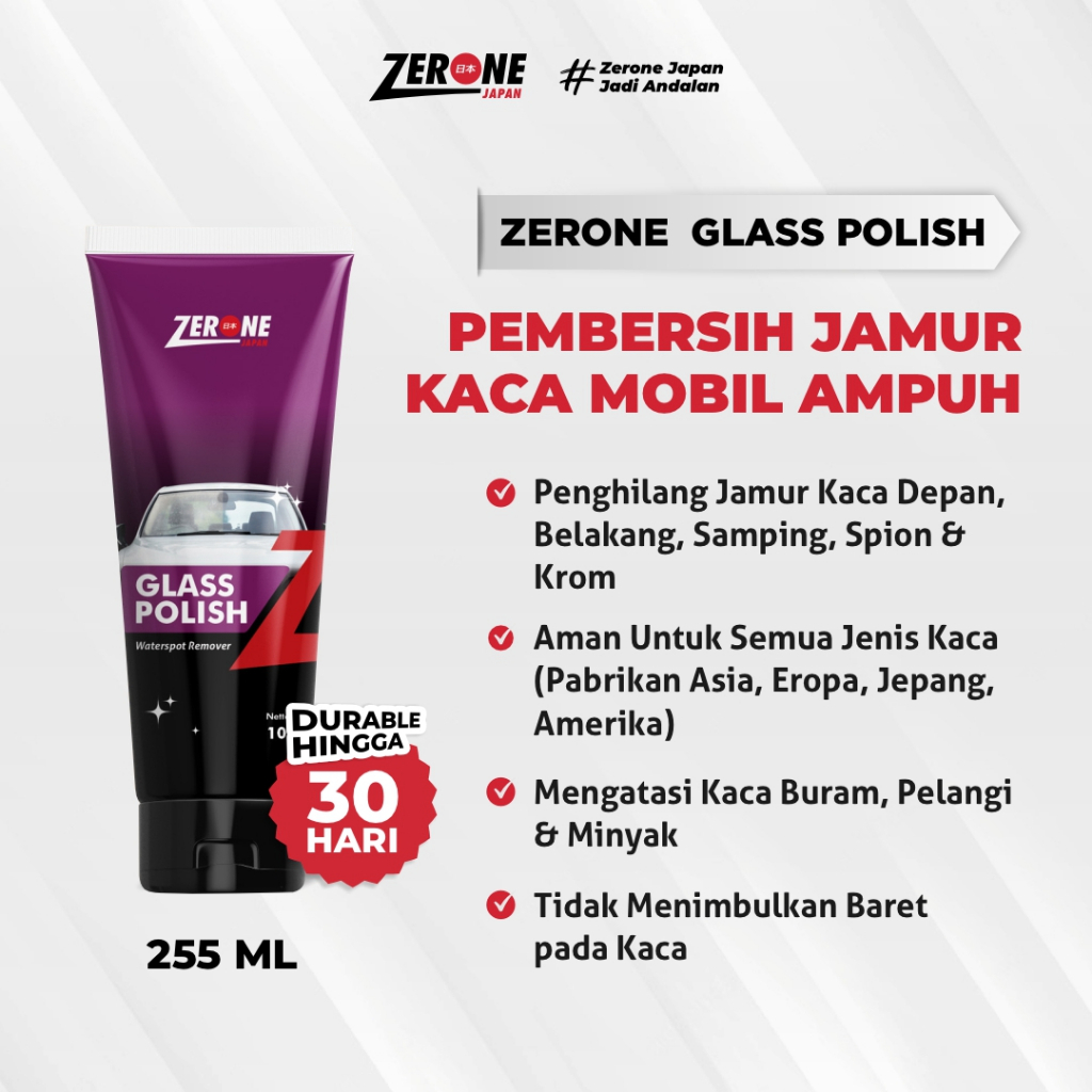 Zerone Japan Primo Glass Polish Pembersih Jamur Kaca Mobil Ampuh Poles Pengkilap Kaca Mobil