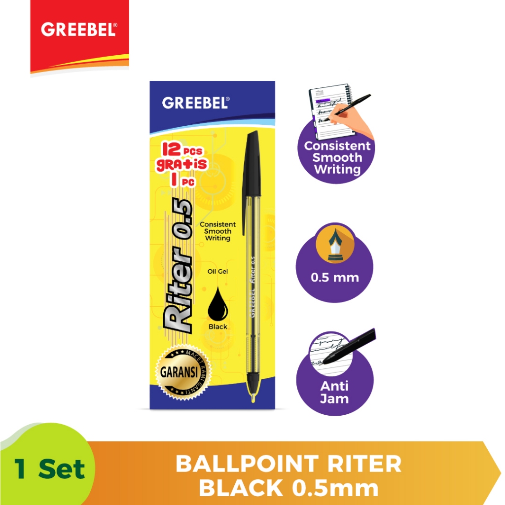 

GREEBEL Ballpen Pulpen Pena (RITER 0.5 BLACK