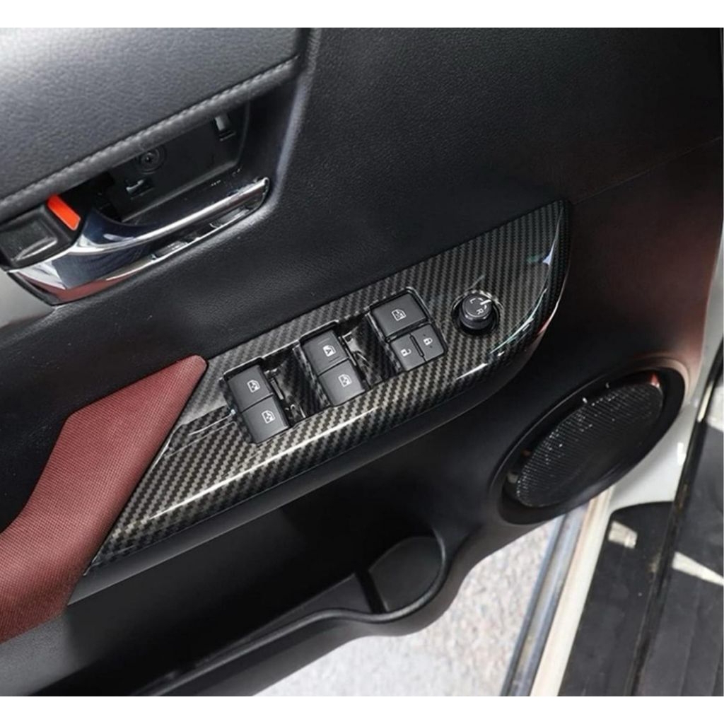 Panel Armrest All New Hilux 2022 - 2025 l Panel Saklar Pintu Hilux, motif Carbon Glossy