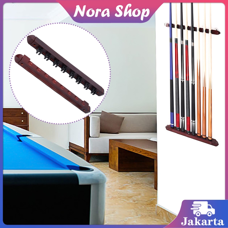 8 Slot Billiard Cue Rak / Stick Dinding Kayu / Murrey Wall Cue Rack