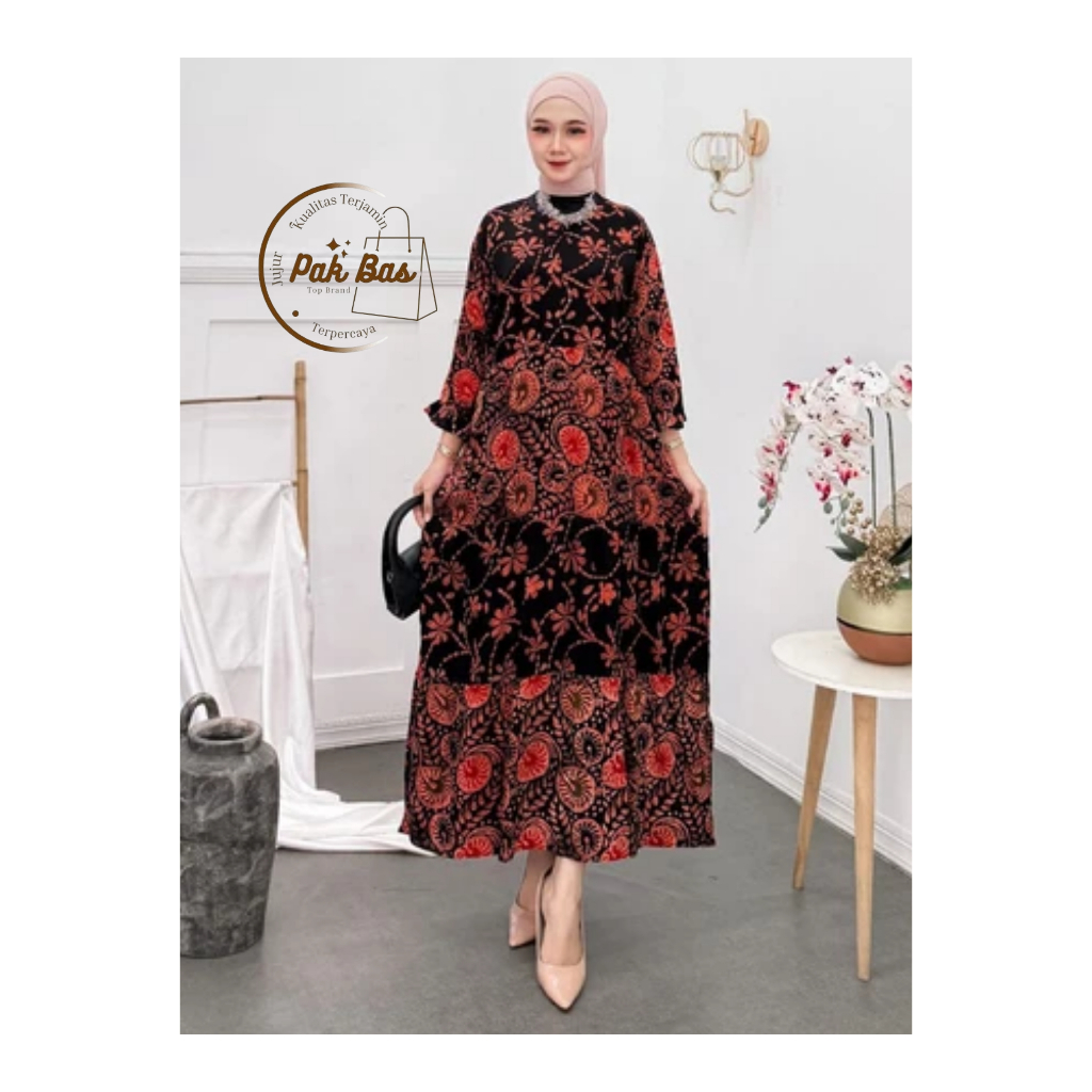 Daster Dress Batik Keren Lengan Panjang Model Type A6 Terbaru