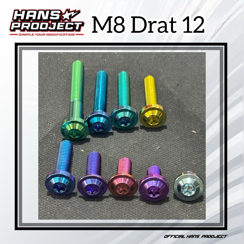Baut TITANIUM M8 DRAT 12 M8x10 M8x15 M8x20 M8x25 M8x30 M8x35 M8x40 M8x45 M8x60