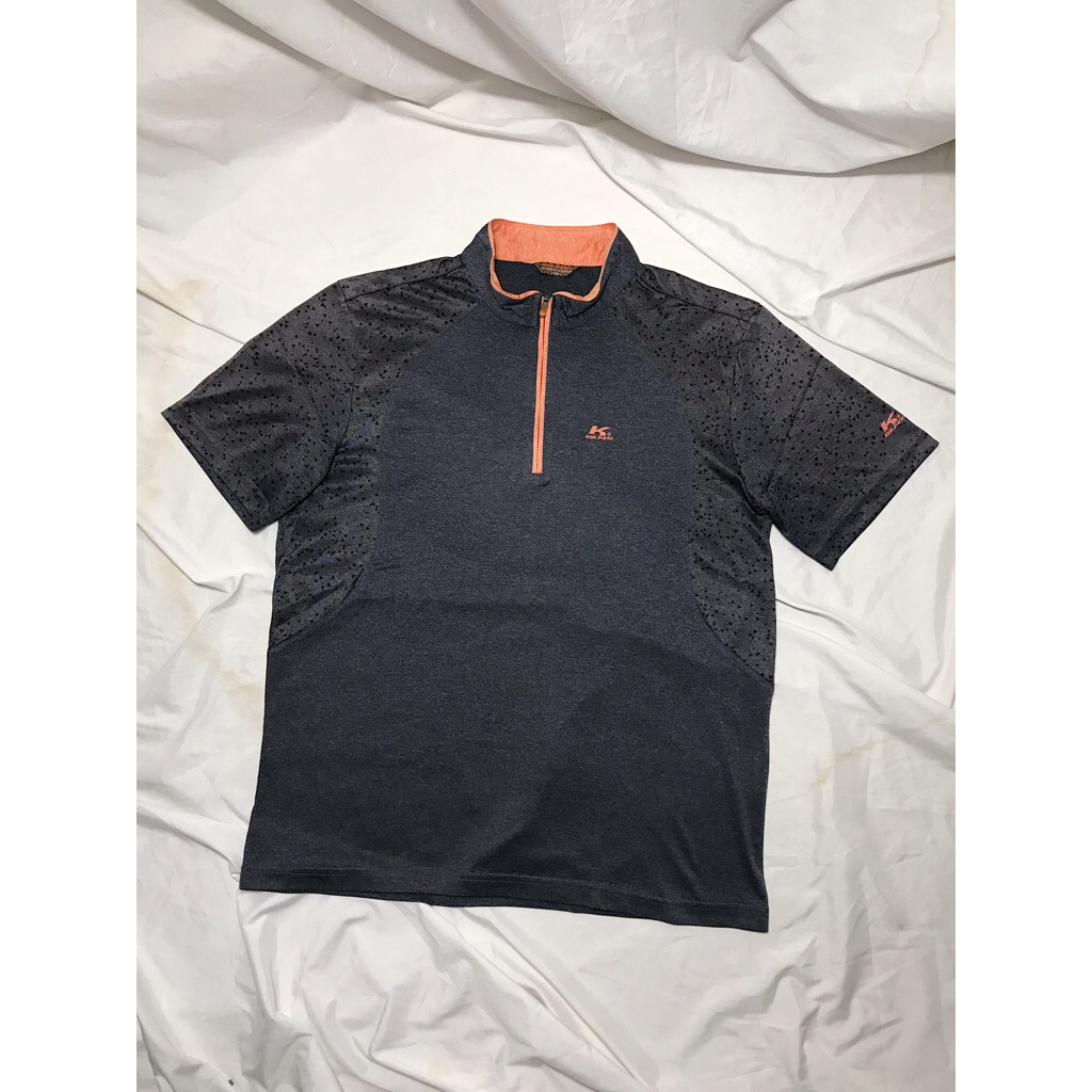 Nego Boskuu > Kolping Mini Logo Outdoor Shirt Original - Grey/Orange (Outfit/Pakaian)|Preloved/2nd/S