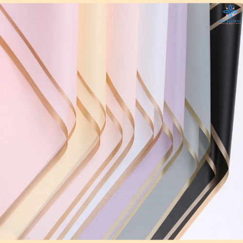 

Kertas Buket Bunga List Gold Line Emas Flower Wrapping Cellophane Paper Florist KB10