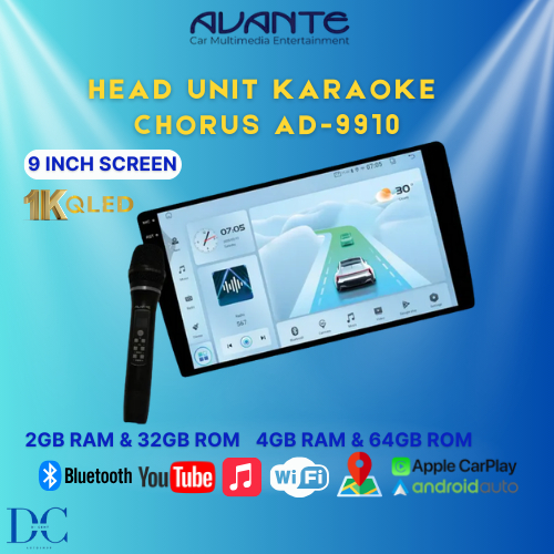 Headunit Android Mobil - Headunit Android Avante Karaoke Chorus AD-9910 - 9 Inch - Ram 2/Rom 32 - Ra