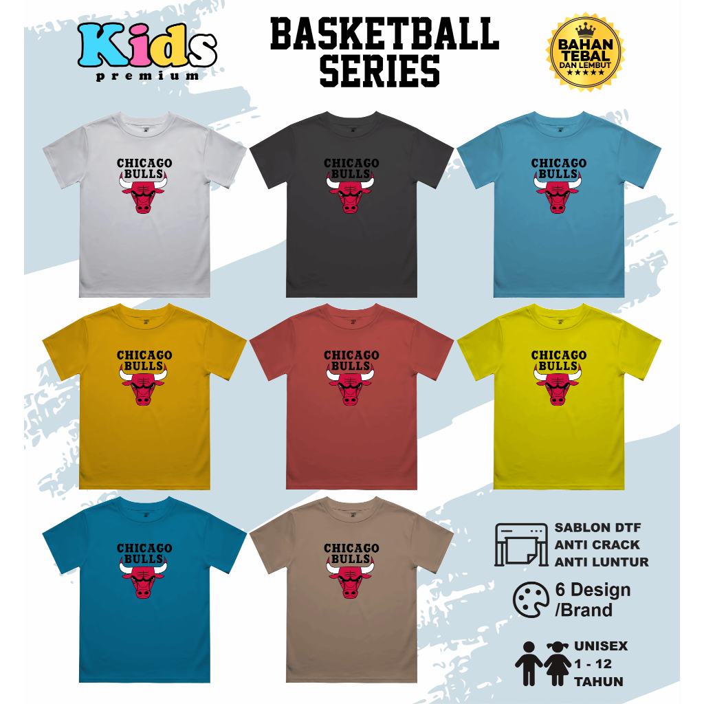 Kaos Chicago Bulls Anak Atasan Anak Laki Laki Baju Basket Anak Chicago Bulls NBA