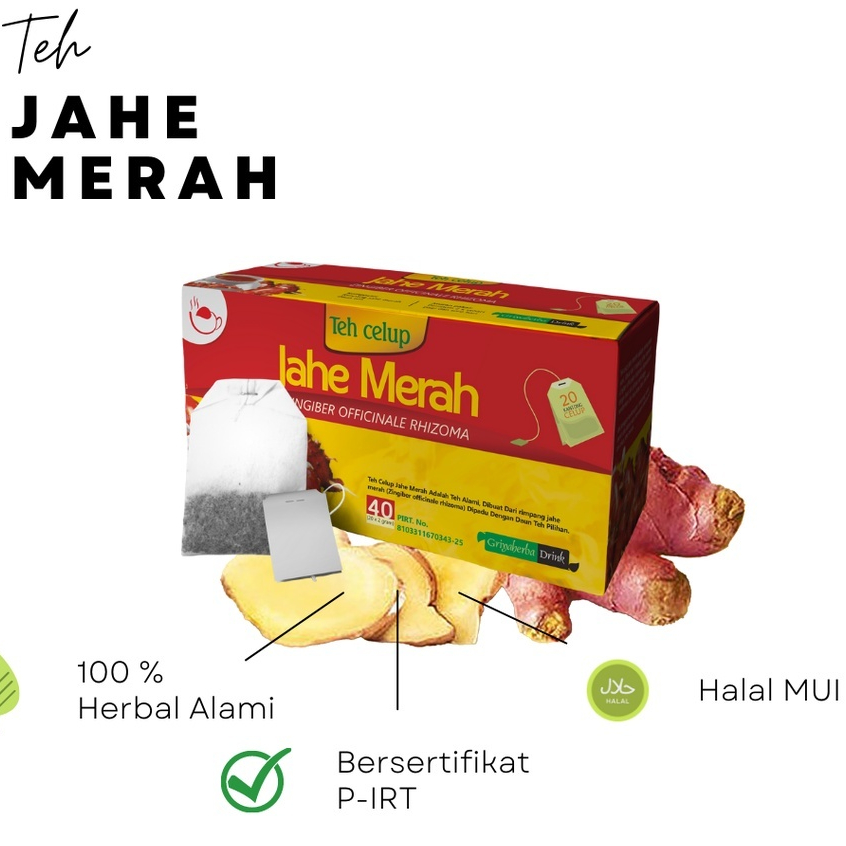 

TEH JAHE MERAH .KWALITAS TERPERCAYA isi 20 kantong khasiat mujarab yang minim efek samping meningkatkan kinerja sel darah putih dalam menghalau setiap sumber penyakit seperti bakteri dan virus