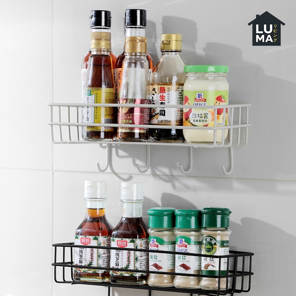 Rak Besi Tempel Dinding Dapur Penyimpanan Bumbu Saus Kecap Kitchen Storage Anti Karat Serbaguna