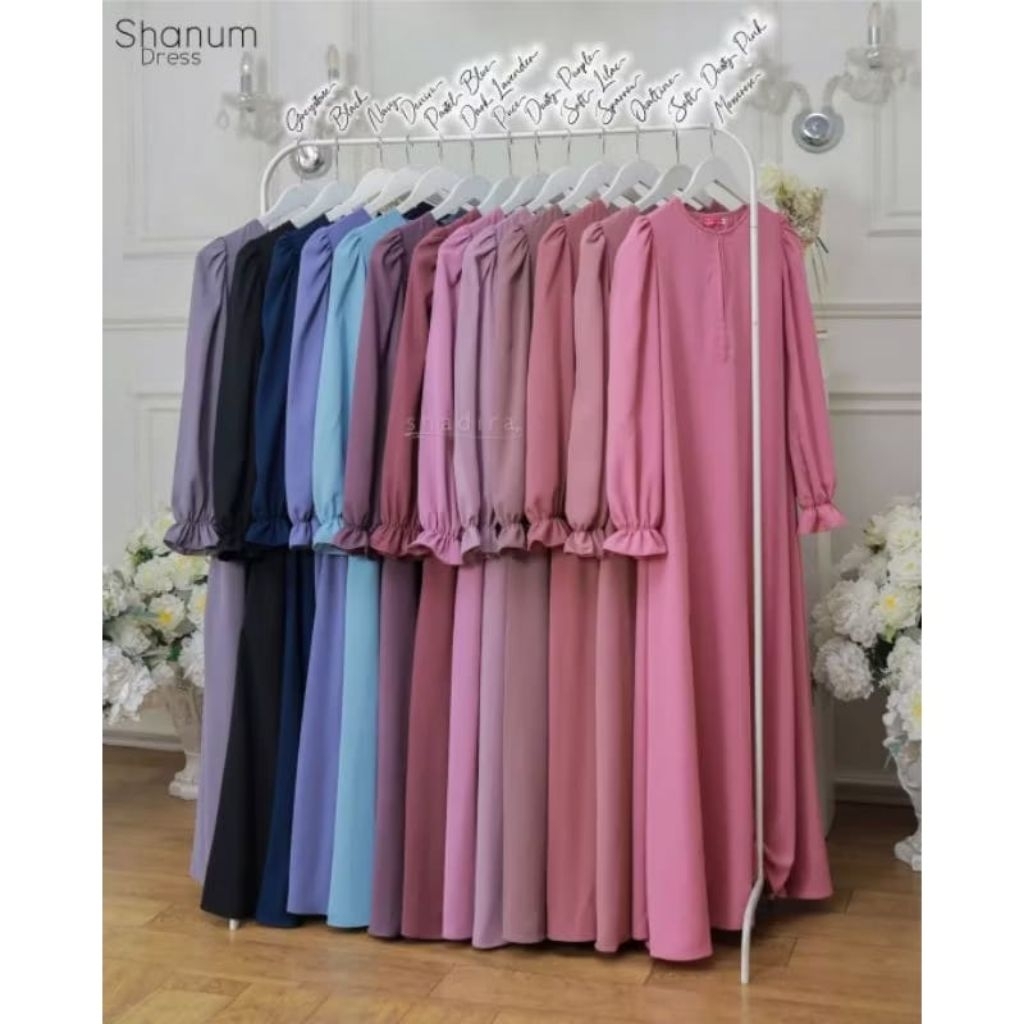 Shanum Dress by Shadira [READY STOK] Gamis Syar'i Bahan Wolfis, Gamis Wolfis, Gamis Polos, Gamis May