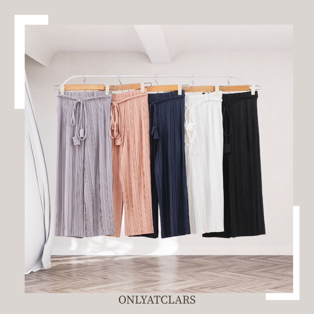 Celana kulot plisket pendek jumbo korea 7/8 wanita