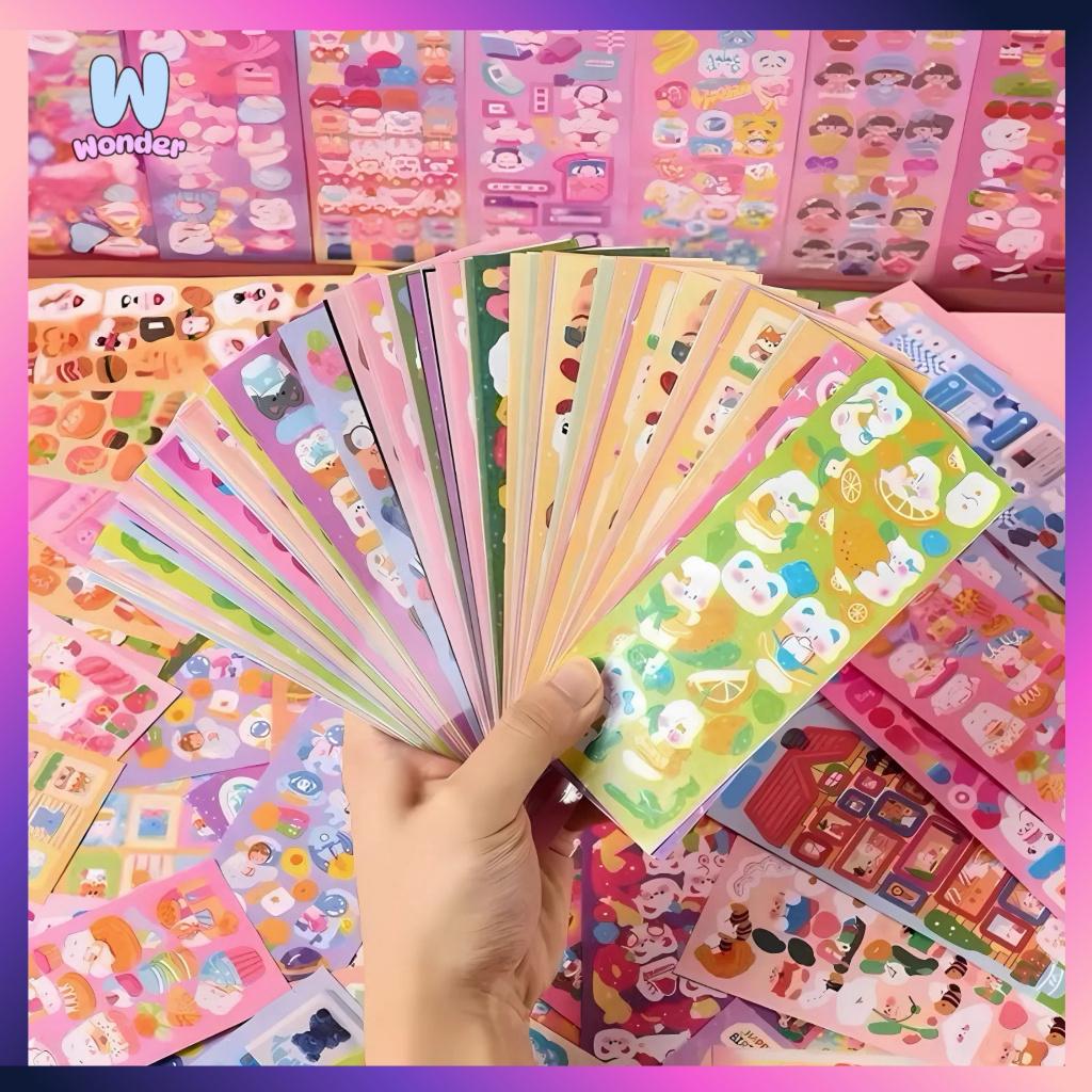 

WW 100 Lembar Stiker DIY Dekor Kpop Shiny Cartoon
