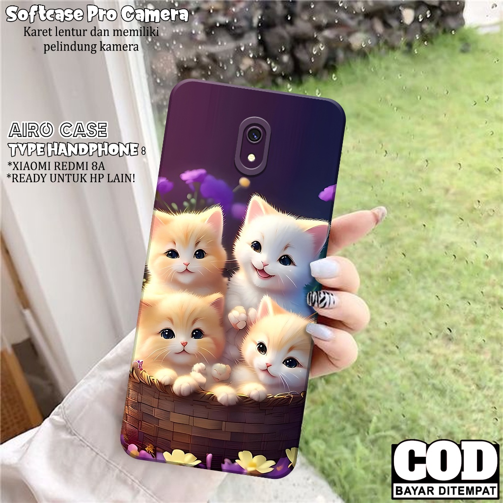 Case Xiaomi Redmi 8A - Softcase Xiaomi Redmi 8A - Fashion Case KUCING - Casing Xiaomi Redmi 8A - Sof