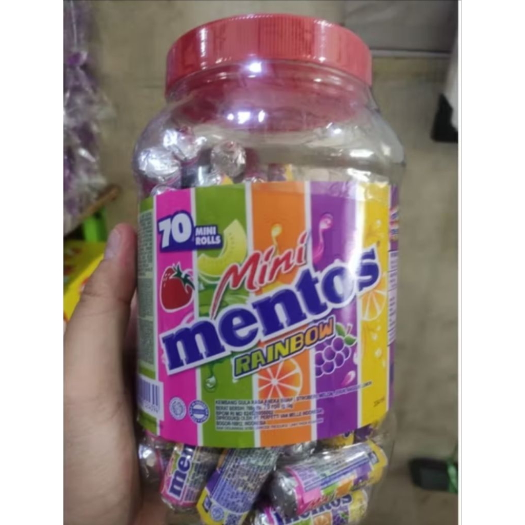 

Permen Mentos MINI JAR RAINBOW { isi 70 Roll 1 Toples }