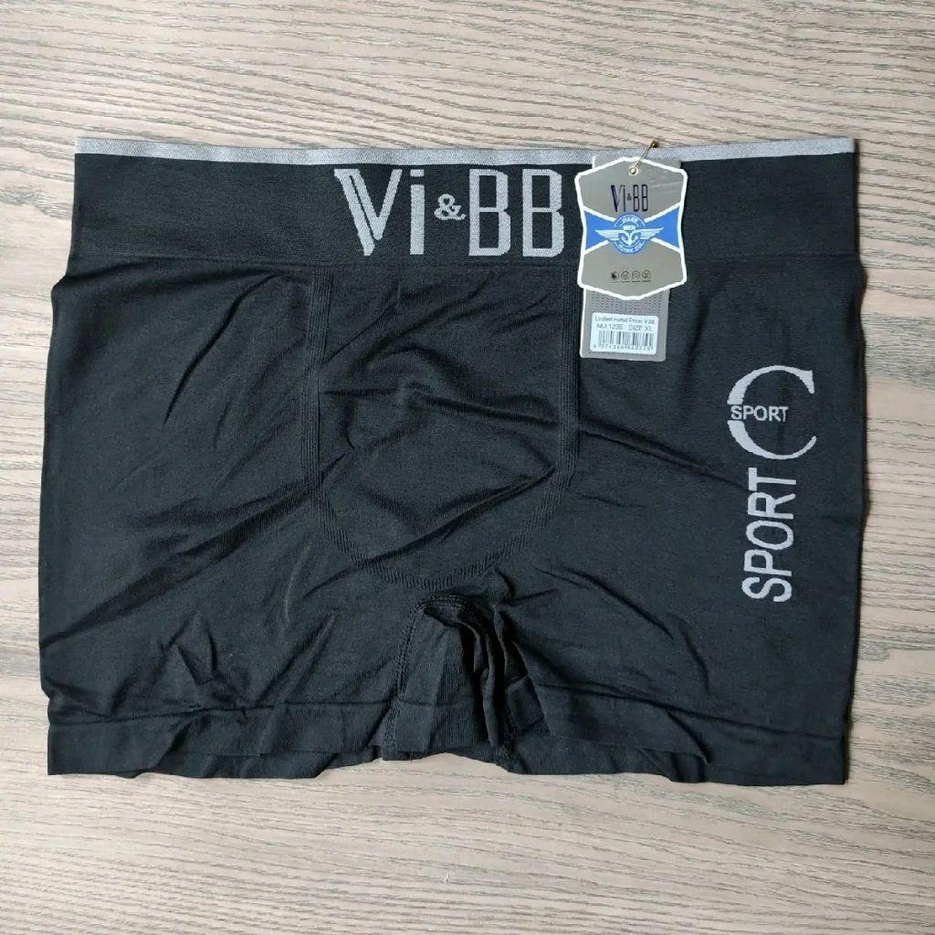 original celana boxer pendek rajut pria dewasa merek vi bb bahan katun spandex nyaman lembut cowok
