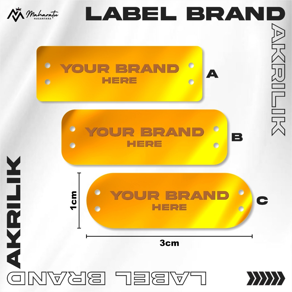 

LABEL AKRILIK CUSTOOM / LABEL HIJAB / LABEL PRODUK MERK / LOGO PRODUK/ LABEL BAJU GOLD