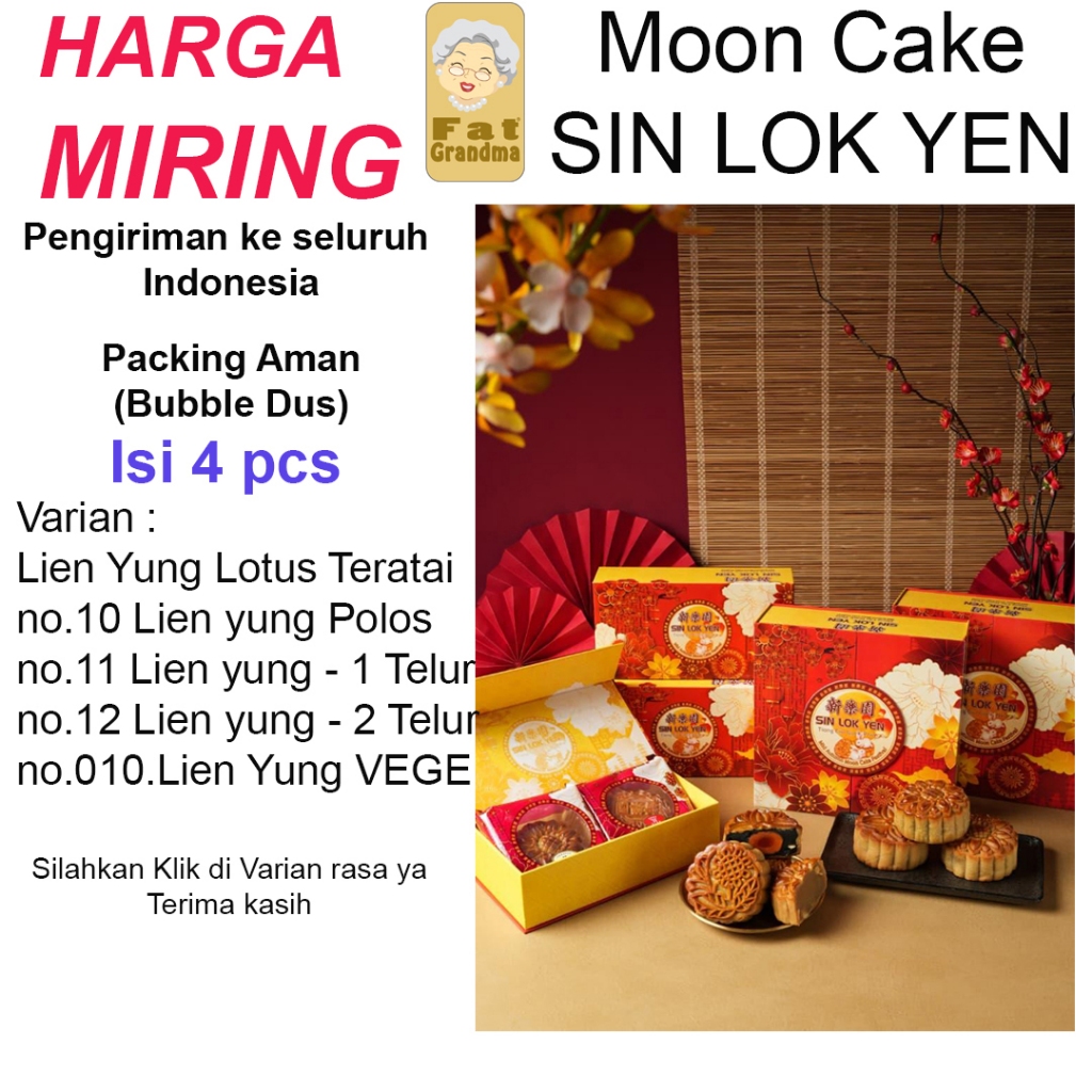 

Moon Cake Sin Lok Yen Kue Bulan Sin Lok Yen - varian Lotus Teratai Lien Yung Isi 4 pcs
